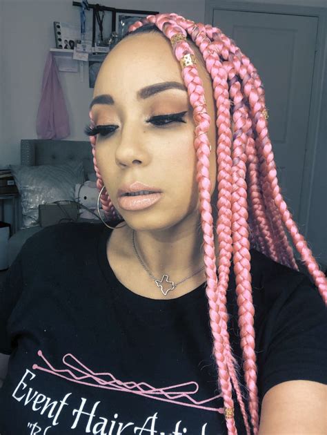 pink black braids|More.